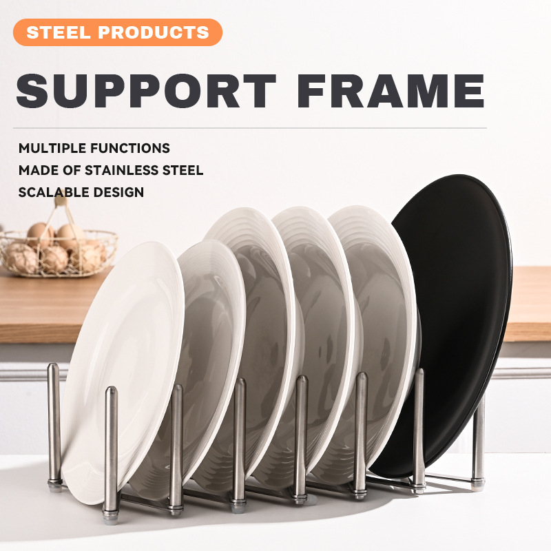 Nerūdijančio plieno ištemptinis sulankstomas šoninis laikiklis plokštėms ir puodų dangteliams laikyti, išardomas daugiakryptis virtuvės organizatorius