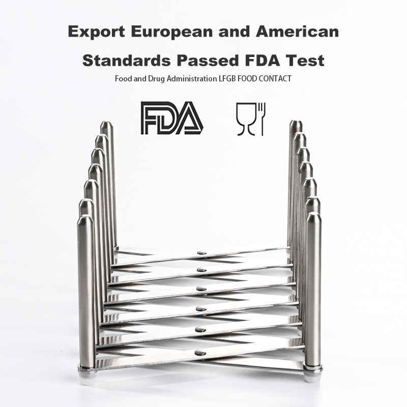 Nerūdijančio plieno ištemptinis sulankstomas šoninis laikiklis plokštėms ir puodų dangteliams laikyti, išardomas daugiakryptis virtuvės organizatorius