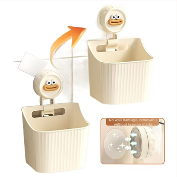 Sieninis virtuvės organizatorius svogūnams, imbierui ir česnakui – plastmasinis, su siurbimo laikikliu, be gręžimo