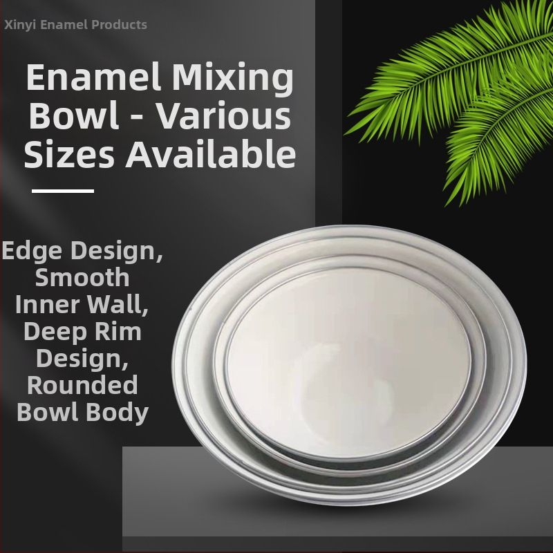 Smaltovaná misa na rezance s viečkom, kvetinový vzor, smaltovaná plocha, moderný jednoduchý štýl