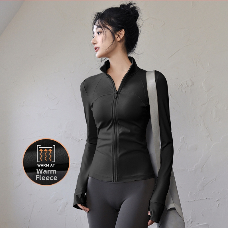 Ženski top za jogu i fitness – uski kroj, dugi rukavi, brzo sušeći materijal; tkanina: mješavina kemijskih vlakana, sastav tkanine: 82,5% poliester; podstava: Spandex, sadržaj podstave: poliester