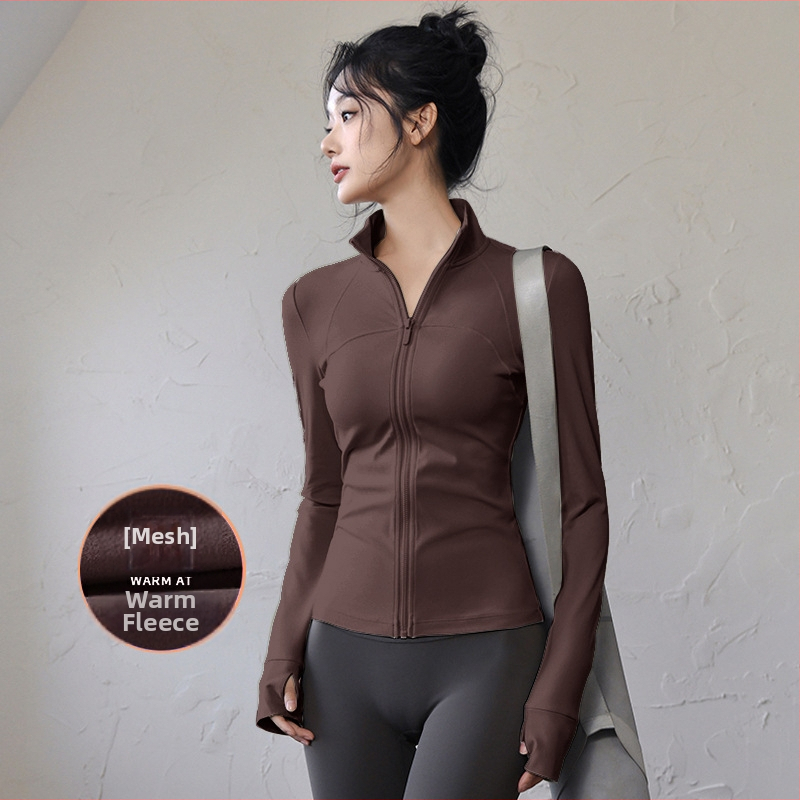 Ženski top za jogu i fitness – uski kroj, dugi rukavi, brzo sušeći materijal; tkanina: mješavina kemijskih vlakana, sastav tkanine: 82,5% poliester; podstava: Spandex, sadržaj podstave: poliester