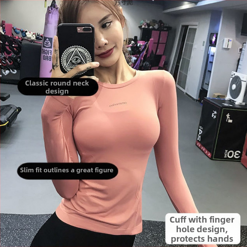 Naiste kaheosaline jooksekomplekt: kitsas pikkade varrukatega jooga-topp ja kõrge talje vormivad püksid, kiiresti kuivatav Lyocell-Vinylon segu