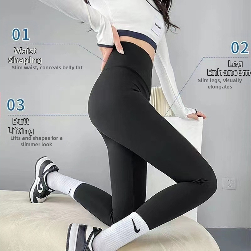 Naiste kaheosaline jooksekomplekt: kitsas pikkade varrukatega jooga-topp ja kõrge talje vormivad püksid, kiiresti kuivatav Lyocell-Vinylon segu