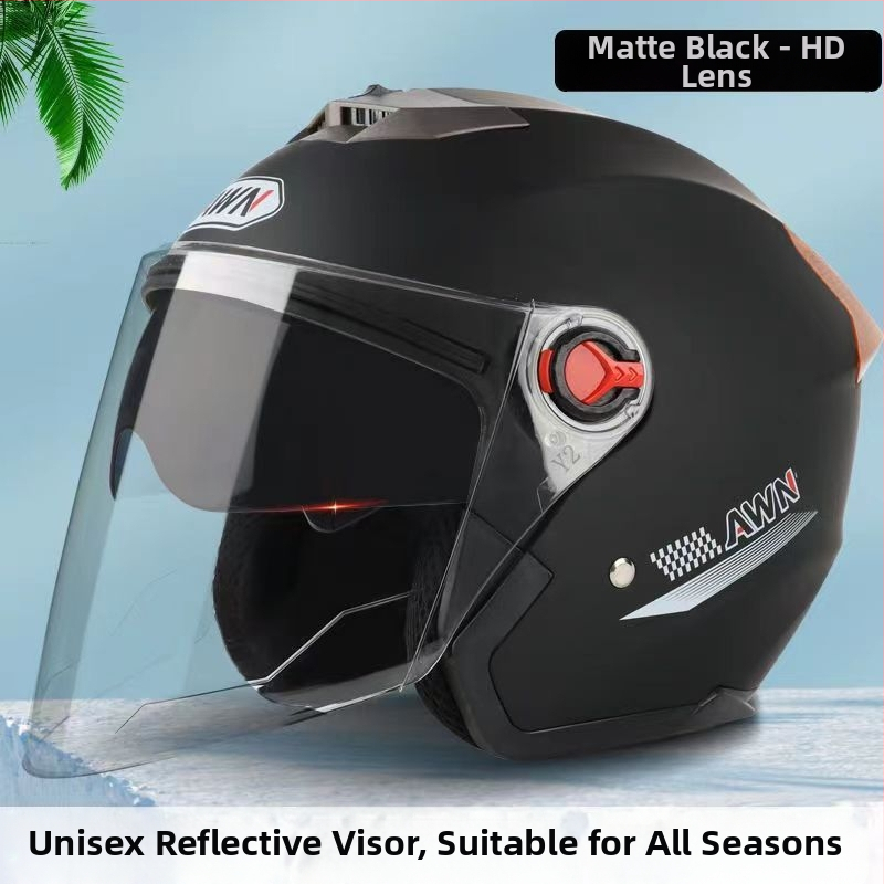 AWN 3/4 šalmas su dvigubomis vizierėmis, ABS medžiaga, 3C sertifikatas, visų sezonų naudojimui, skirtas elektrinėms transporto priemonėms ir kasdieniams važiavimams