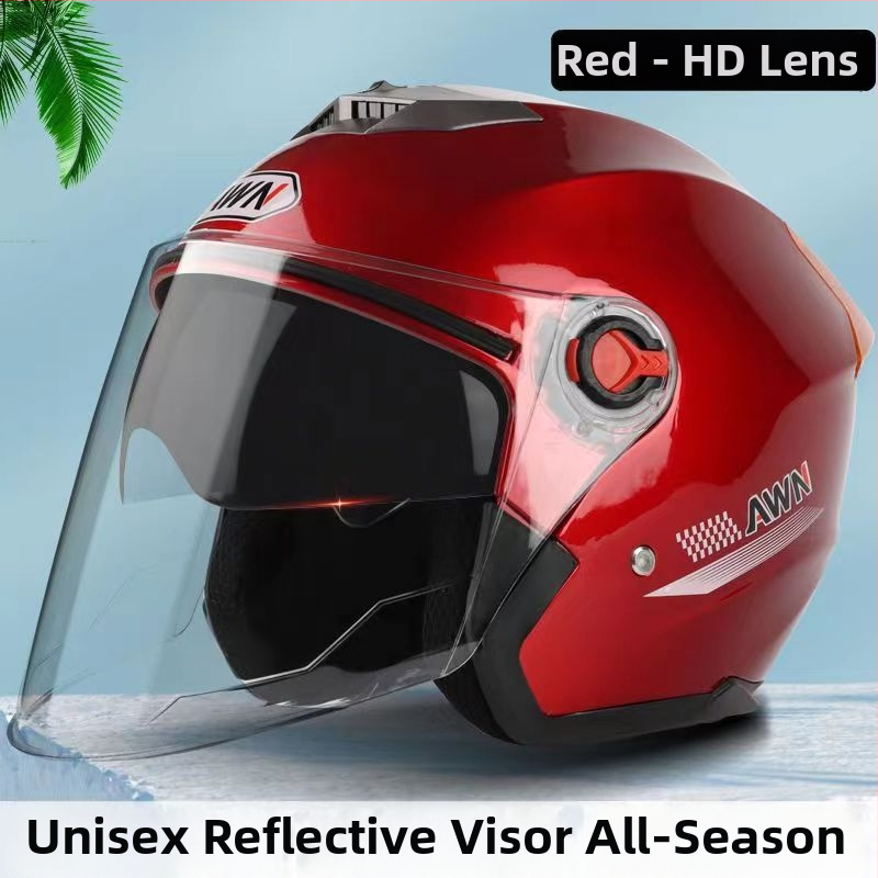 AWN 3/4 šalmas su dvigubomis vizierėmis, ABS medžiaga, 3C sertifikatas, visų sezonų naudojimui, skirtas elektrinėms transporto priemonėms ir kasdieniams važiavimams