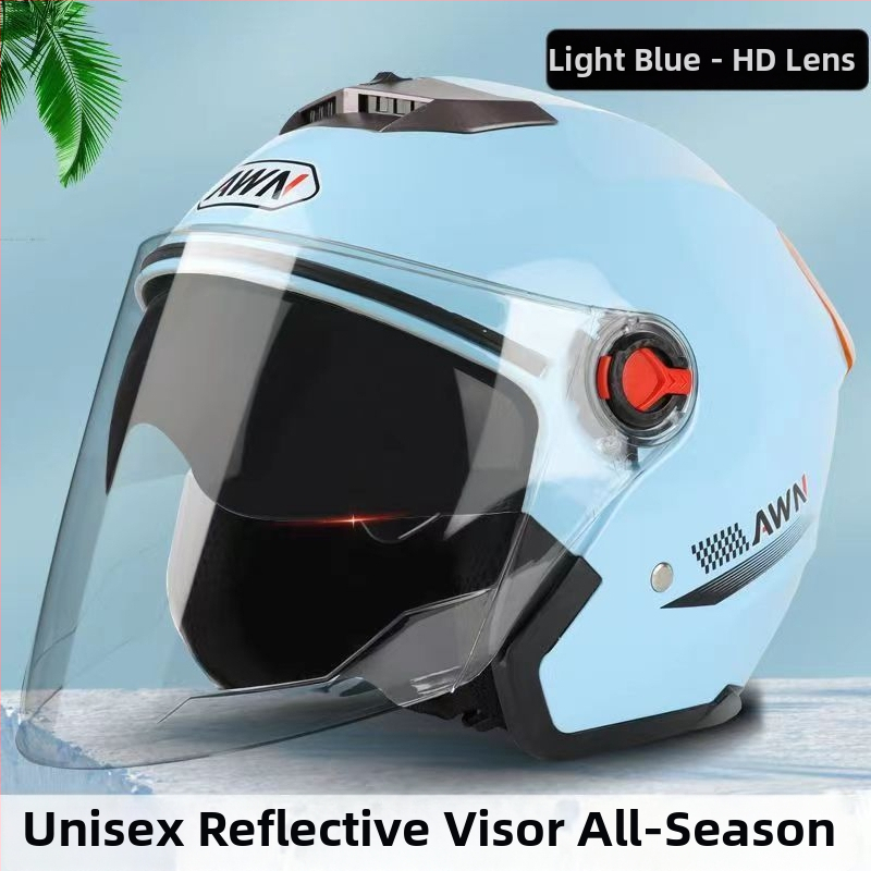 AWN 3/4 šalmas su dvigubomis vizierėmis, ABS medžiaga, 3C sertifikatas, visų sezonų naudojimui, skirtas elektrinėms transporto priemonėms ir kasdieniams važiavimams