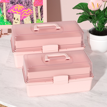 Cutie de unelte pentru artă cu 3 niveluri – cutie de depozitare pentru birou, PP plastic, 2L capacitate, imprimare logo, set de 6 bucăți