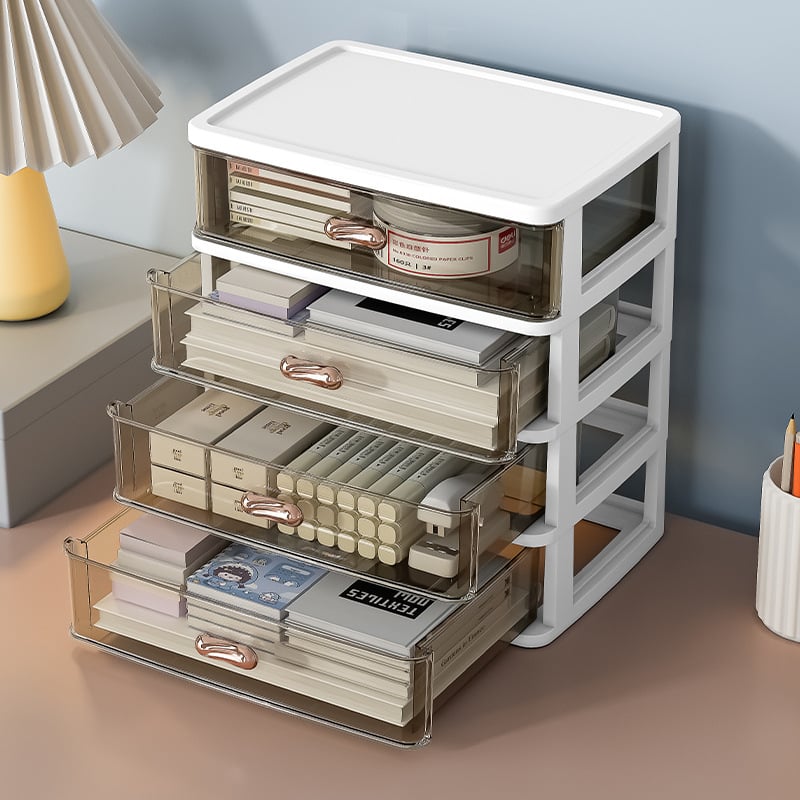 Cutie de depozitare pentru birou cu sertar W860 – Organizator din plastic, stackabil, pentru papetărie și cosmetice (Model: W860; Material: Plastic; Utilizare: birou/dormitor/baie)