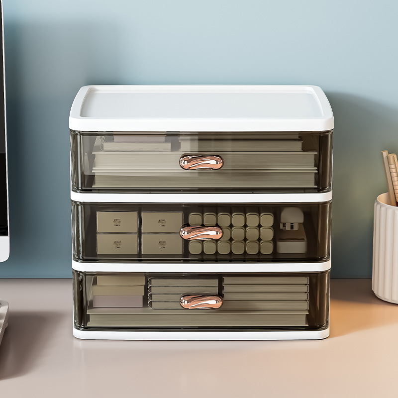 Cutie de depozitare pentru birou cu sertar W860 – Organizator din plastic, stackabil, pentru papetărie și cosmetice (Model: W860; Material: Plastic; Utilizare: birou/dormitor/baie)