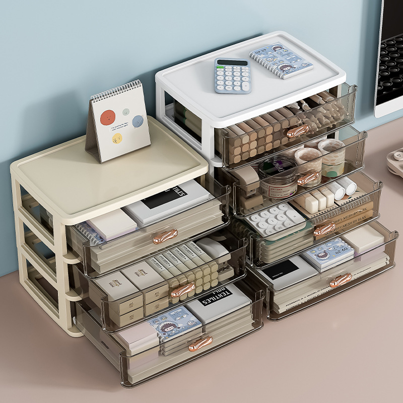 Cutie de depozitare pentru birou cu sertar W860 – Organizator din plastic, stackabil, pentru papetărie și cosmetice (Model: W860; Material: Plastic; Utilizare: birou/dormitor/baie)