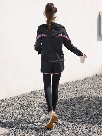 Дамски йога комплект с кардиган, свободен силует, полиестер, есен/зима 2025