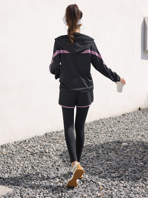 Дамски йога комплект с кардиган, свободен силует, полиестер, есен/зима 2025