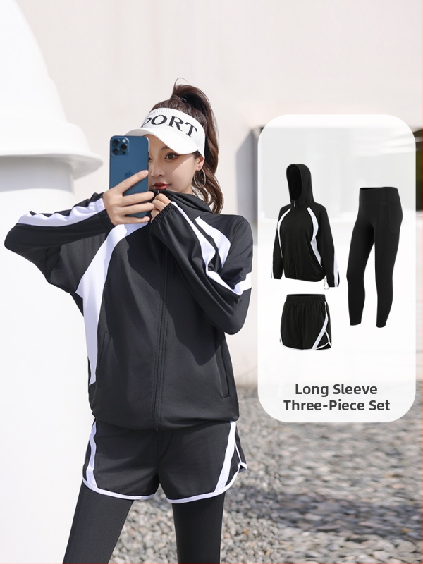 Naistele mõeldud vaba istuv jooga komplekt kardiganiga, polüester, sügis-talv 2025