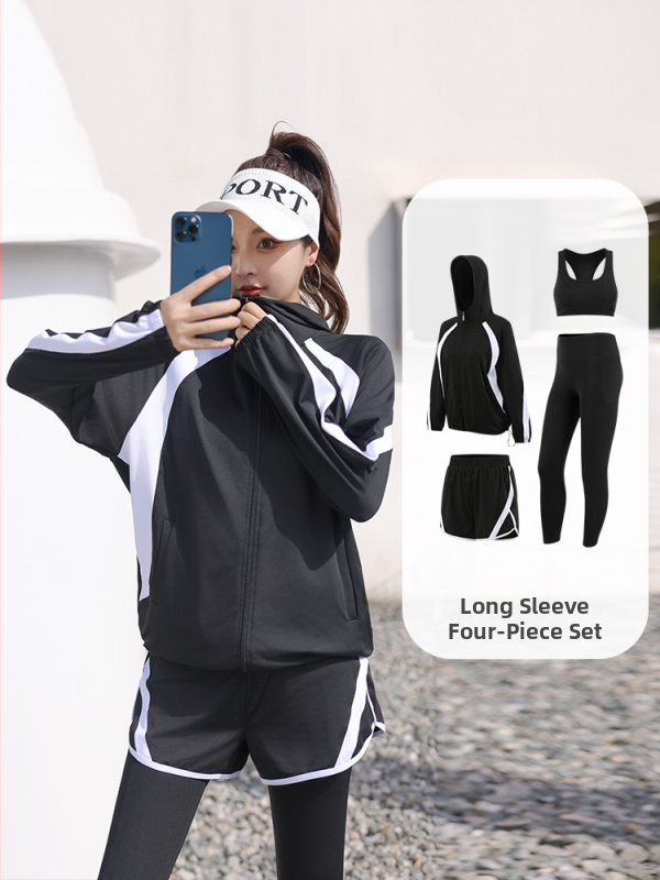 Naistele mõeldud vaba istuv jooga komplekt kardiganiga, polüester, sügis-talv 2025