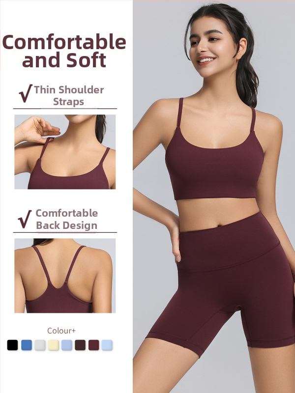 Športová podprsenka s tenkými ramienkami, plný košíček a tenký tvarovaný košíček, pevné dvojité ramienka, hlavný materiál 80% nylon / 20% spandex, podšívka: spandex