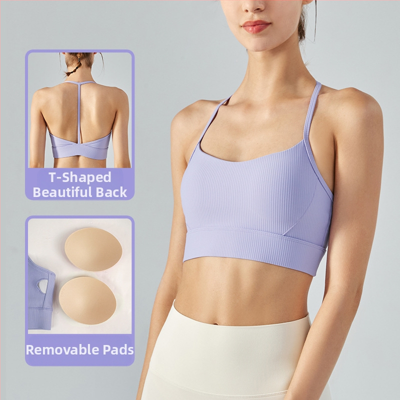 Halterneck športová podprsenka na jogu s vložkou, košík 3/4, pevné dvojité ramienka, Nylon 75% / Spandex 25%
