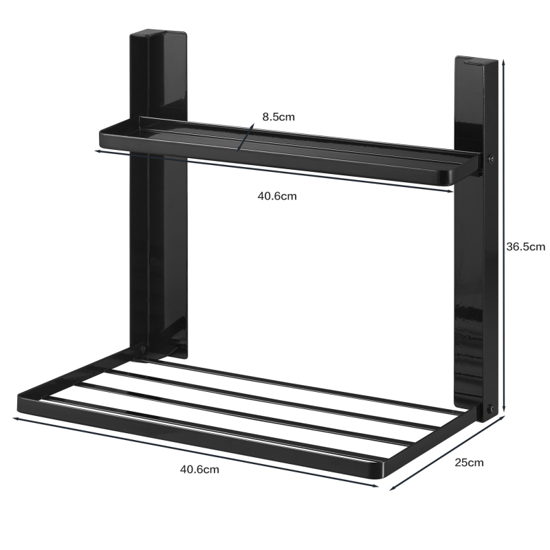 Magnetinis sulankstomas sieninis laikiklis skalbimo mašinai ir šaldytuvui, be įrengimo, iš geležies, 1 lentyna, modernus minimalistinis stilius, tinka vonios kambariui ir skalbimo zonai