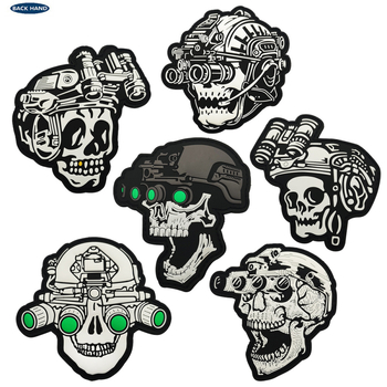 Back Hand PVC Velcro moraalipleistr kolju motiiviga, välitingimustes sportimiseks, kolju motiiv, sugu-neutraalne