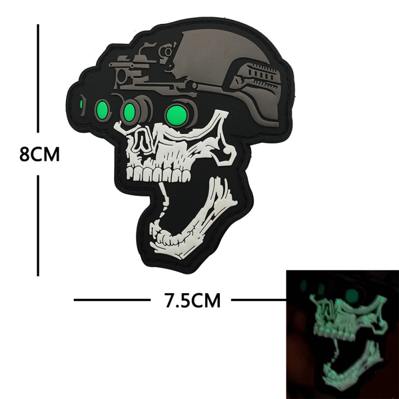 Back Hand PVC Velcro moraalipleistr kolju motiiviga, välitingimustes sportimiseks, kolju motiiv, sugu-neutraalne