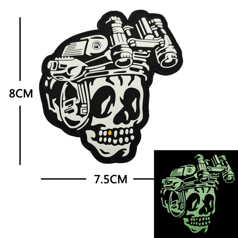 Back Hand PVC Velcro moraalipleistr kolju motiiviga, välitingimustes sportimiseks, kolju motiiv, sugu-neutraalne