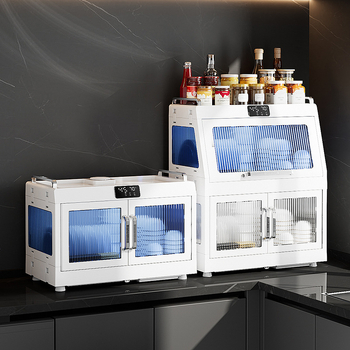 Virtuvės indų laikymo stovas – sulankstomas, dviejų lygių su dangteliu ir drenažo dėžute, plastikinis