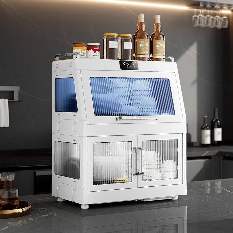 Virtuvės indų laikymo stovas – sulankstomas, dviejų lygių su dangteliu ir drenažo dėžute, plastikinis