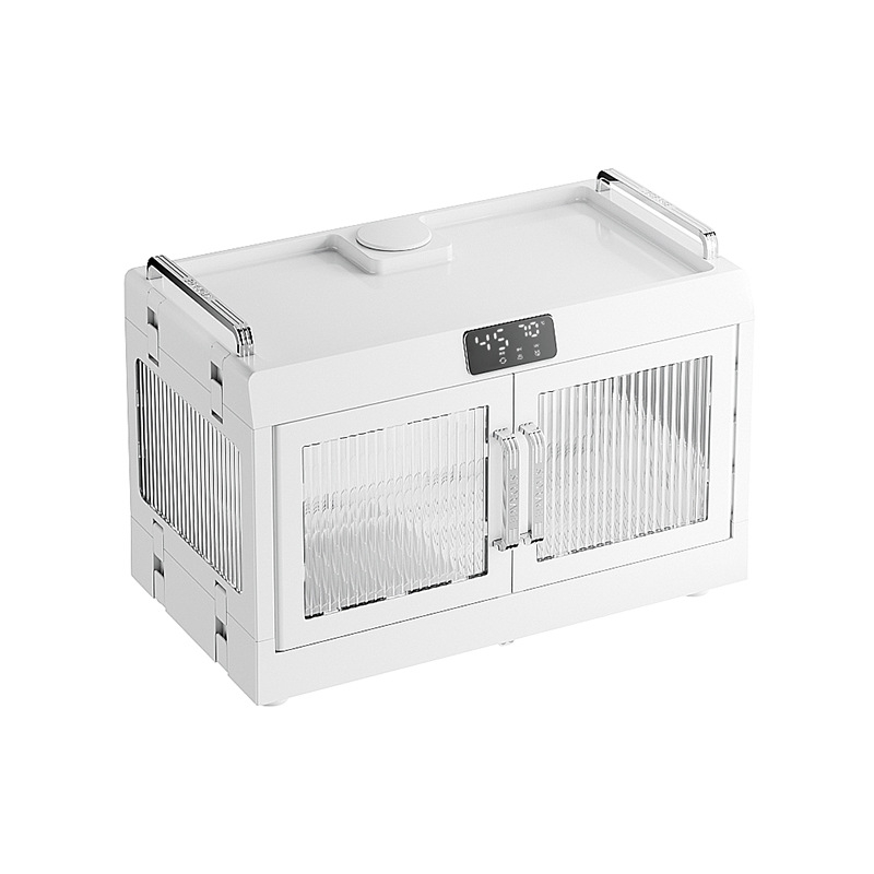 Virtuvės indų laikymo stovas – sulankstomas, dviejų lygių su dangteliu ir drenažo dėžute, plastikinis