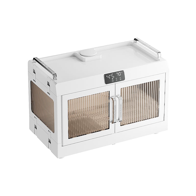 Virtuvės indų laikymo stovas – sulankstomas, dviejų lygių su dangteliu ir drenažo dėžute, plastikinis