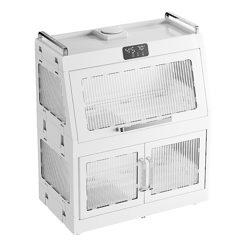 Virtuvės indų laikymo stovas – sulankstomas, dviejų lygių su dangteliu ir drenažo dėžute, plastikinis