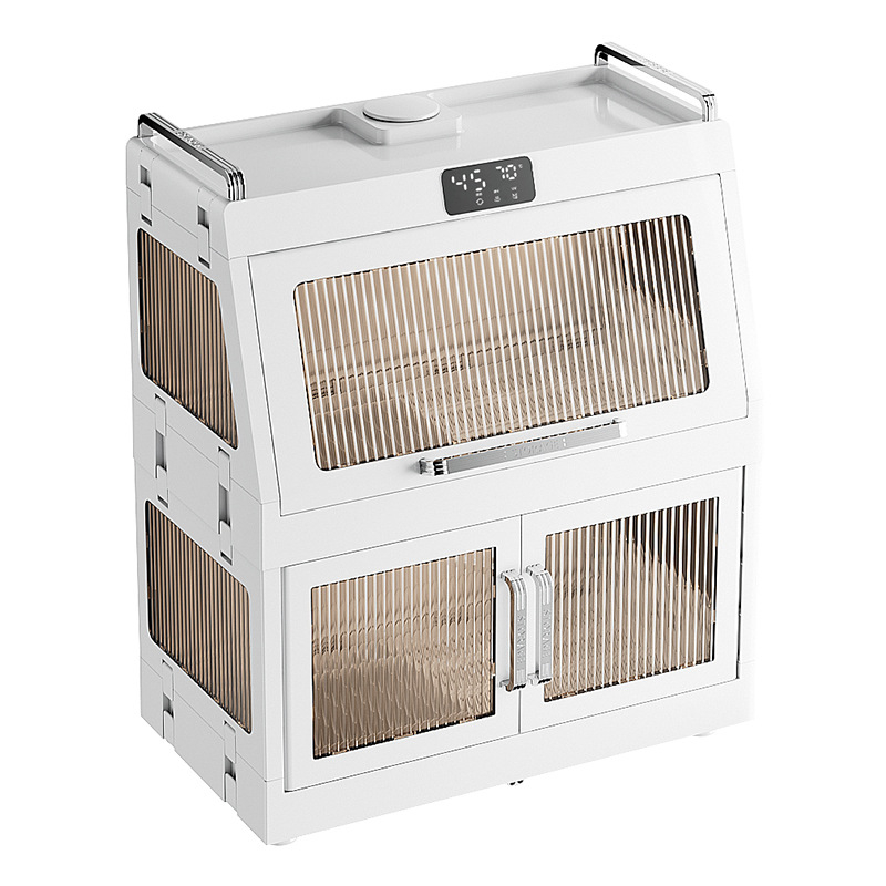 Virtuvės indų laikymo stovas – sulankstomas, dviejų lygių su dangteliu ir drenažo dėžute, plastikinis