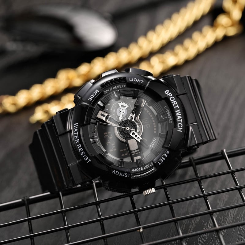 Vīriešu sporta digitālais pulkstenis ar nakts apgaismojumu, signālu, 12/24 stundām, elektronisku kustību, silikona siksna