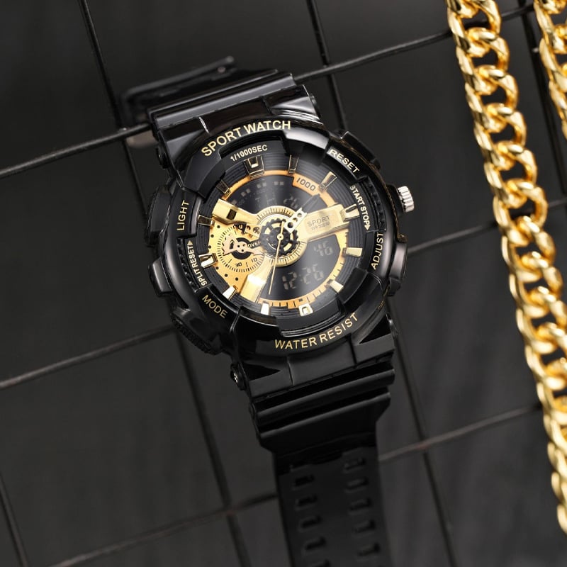 Vīriešu sporta digitālais pulkstenis ar nakts apgaismojumu, signālu, 12/24 stundām, elektronisku kustību, silikona siksna