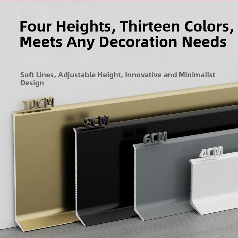 Alumīnija sakausējuma pašlīmējošā apdares līste – montāža bez urbšanas, līmēšana, plakans moderns minimālisma stils