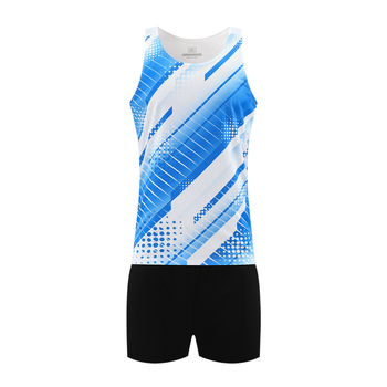 Csíkos futó mellény, 100% poliészter, lélegző és gyorsan száradó, pályára és atlétikához