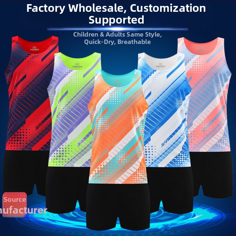 Csíkos futó mellény, 100% poliészter, lélegző és gyorsan száradó, pályára és atlétikához