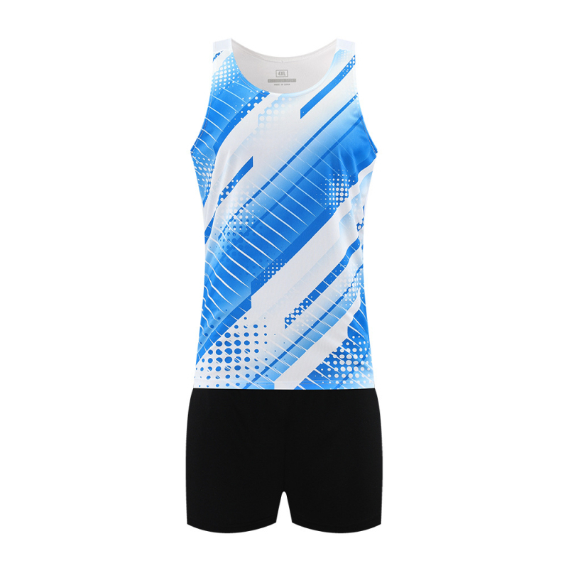 Csíkos futó mellény, 100% poliészter, lélegző és gyorsan száradó, pályára és atlétikához