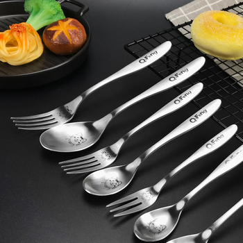 Šaukštų ir šakutės rinkinys (304 nerūdijantis plienas; kūrybingas karikatūrinis stilius; karikatūros raštas; veidrodinis poliravimas)