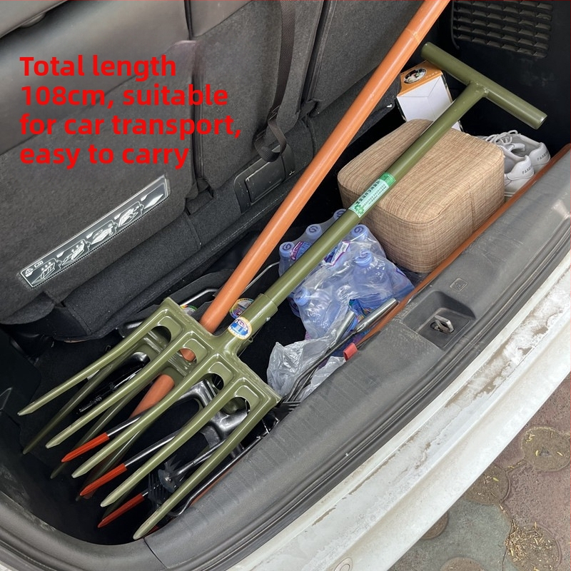 Plieninė dvigalė šakutė gilų dirvos purtymui, rankinis valdymas, mangano plienas, žemės ūkis