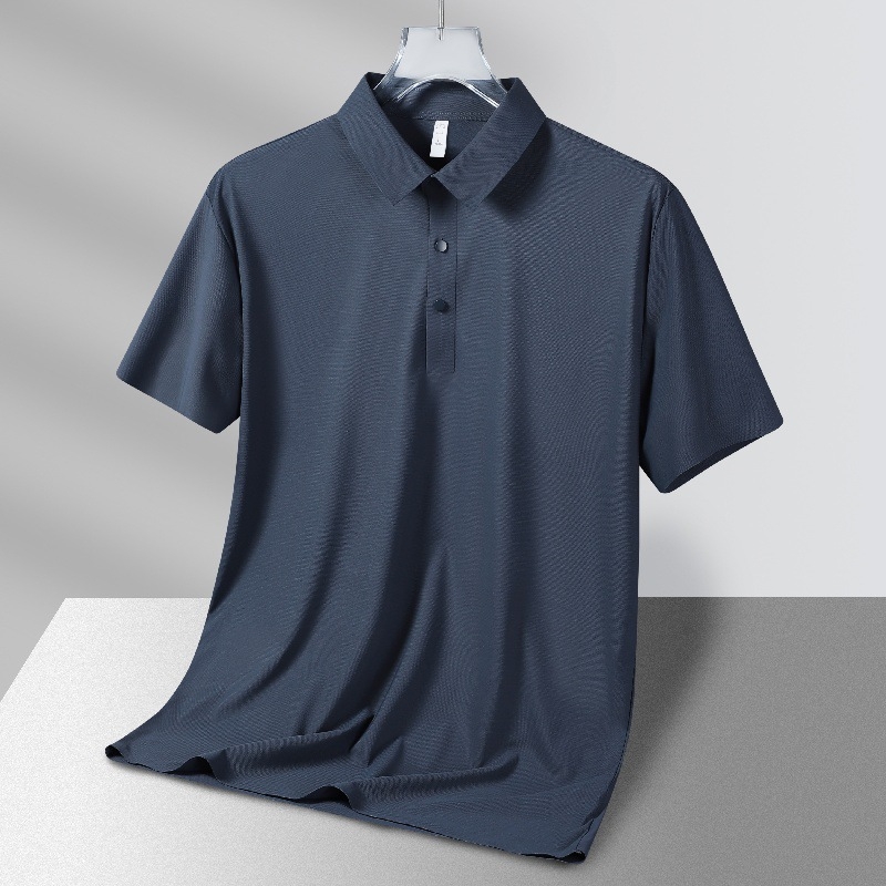 Мъжка поло риза от Ice Silk плат, бързосъхнеща и дишаща, къс ръкав, тясна кройка