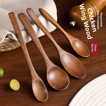 Medinis šaukštas su ilgu kotu, maisto kokybės medis, be lakavimo, atsparus aukštoms temperatūroms