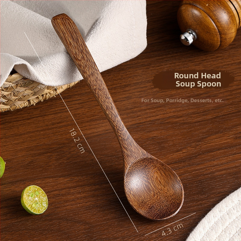 Medinis šaukštas su ilgu kotu, maisto kokybės medis, be lakavimo, atsparus aukštoms temperatūroms