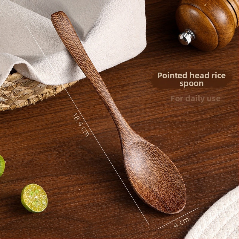 Medinis šaukštas su ilgu kotu, maisto kokybės medis, be lakavimo, atsparus aukštoms temperatūroms