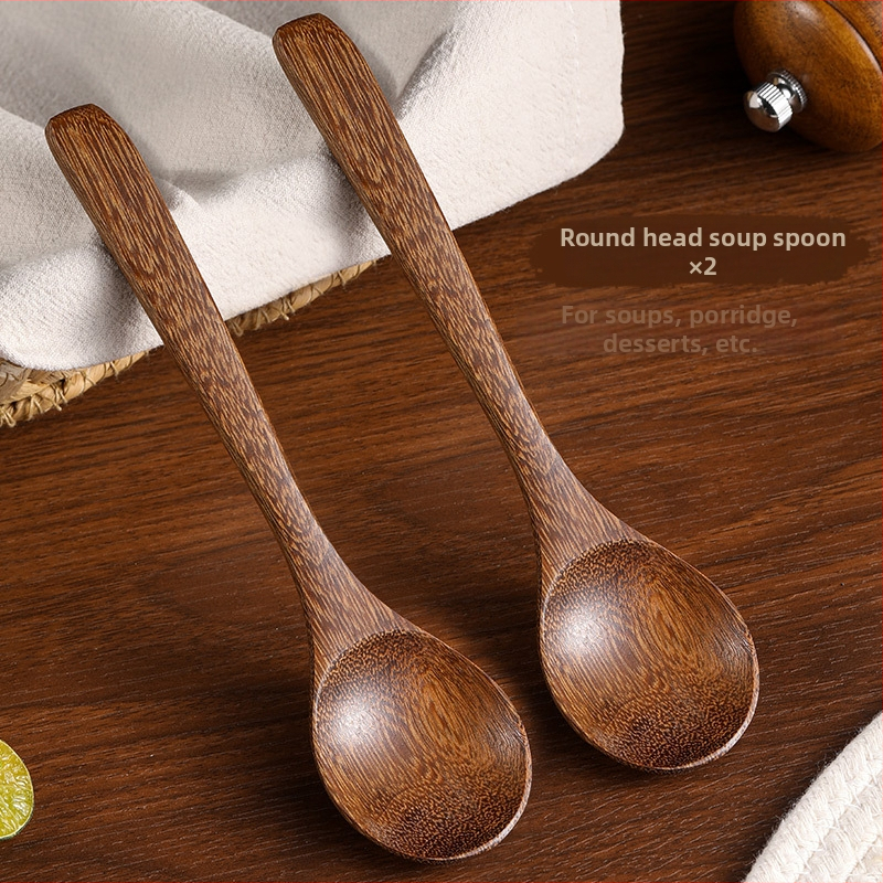 Medinis šaukštas su ilgu kotu, maisto kokybės medis, be lakavimo, atsparus aukštoms temperatūroms