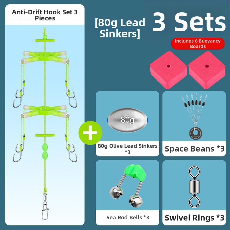 Oļiem galvas āķa komplekts – neslīdējošā dibena sistēma, jūras makšķere, plūdlis, flip āķis, kvadrātiska uzpeldes plāksne