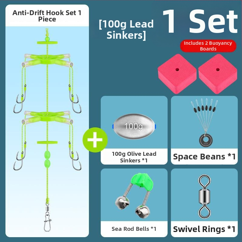 Oļiem galvas āķa komplekts – neslīdējošā dibena sistēma, jūras makšķere, plūdlis, flip āķis, kvadrātiska uzpeldes plāksne