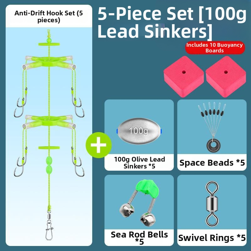 Oļiem galvas āķa komplekts – neslīdējošā dibena sistēma, jūras makšķere, plūdlis, flip āķis, kvadrātiska uzpeldes plāksne