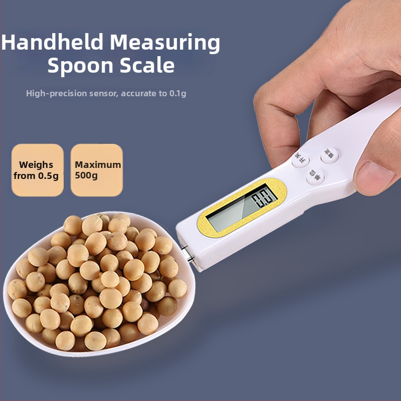 Elektriskie virtuves svari ar precīzu gramu mērījumu un mērīšanas karoti, ABS materiāls