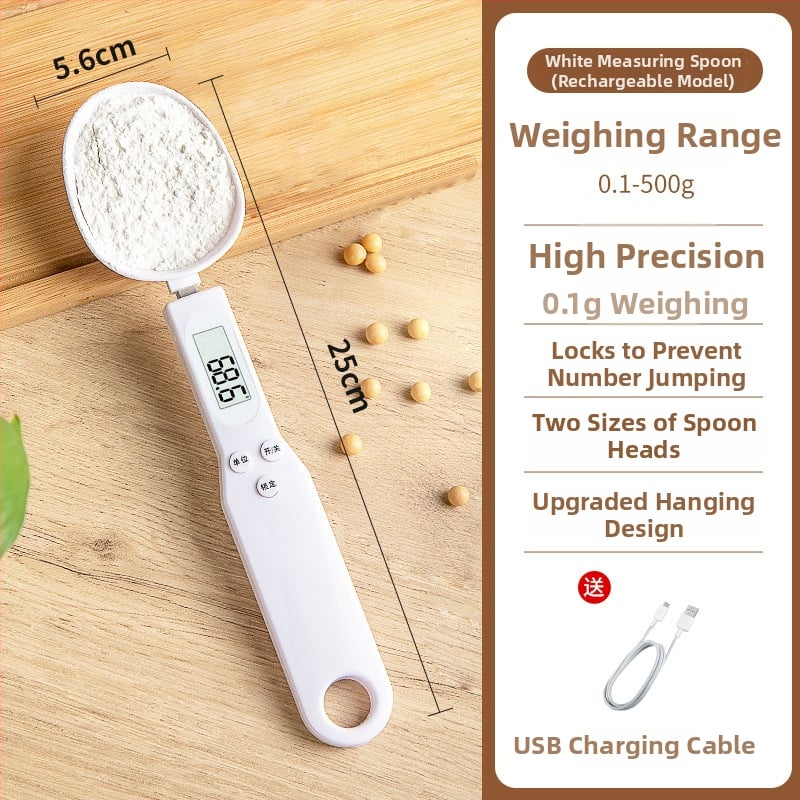 Cântar electric de bucătărie cu măsurare precisă în grame și lingură de măsurare, ABS