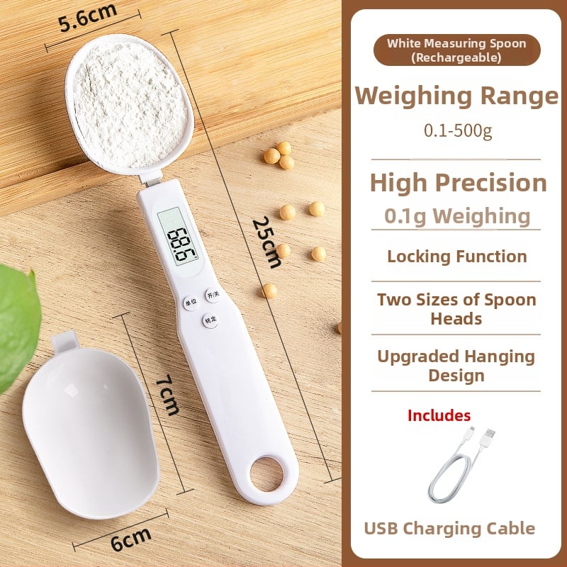 Cântar electric de bucătărie cu măsurare precisă în grame și lingură de măsurare, ABS